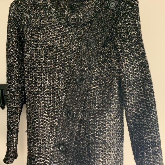 Knit Asymmetrical Button Up Turtleneck Sweater - Picture 6 of 6